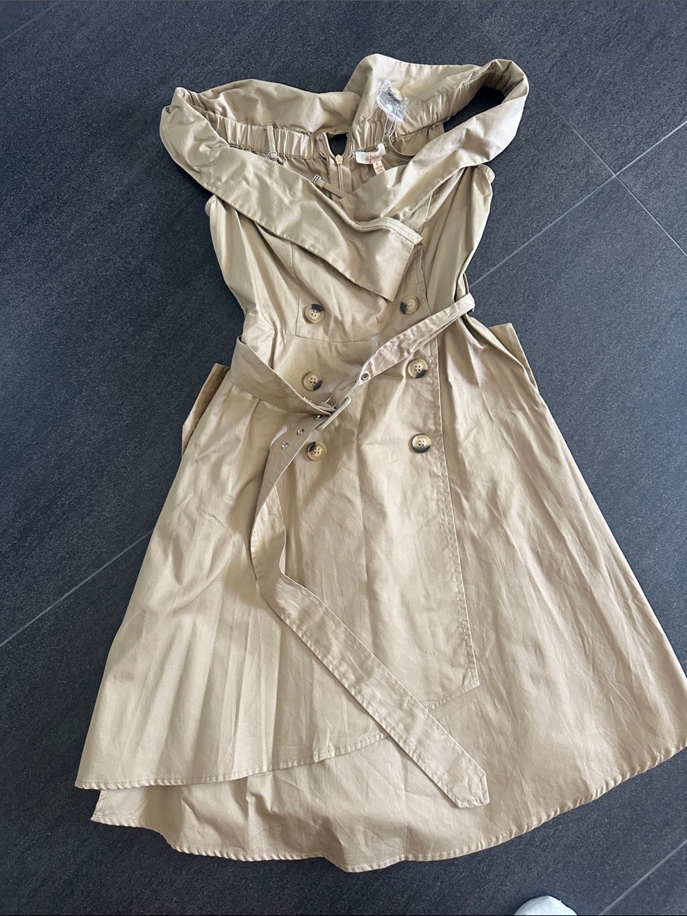 Women’s Beige Midi Trench Dress with Belt